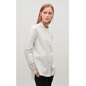 COS Ecru Cotton Poplin Shirt Lace Embroidered Cuffs Minimal Modern 2 Corpcore